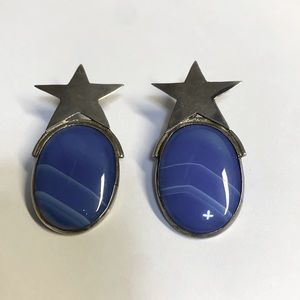 Blue Agate Star Earrings